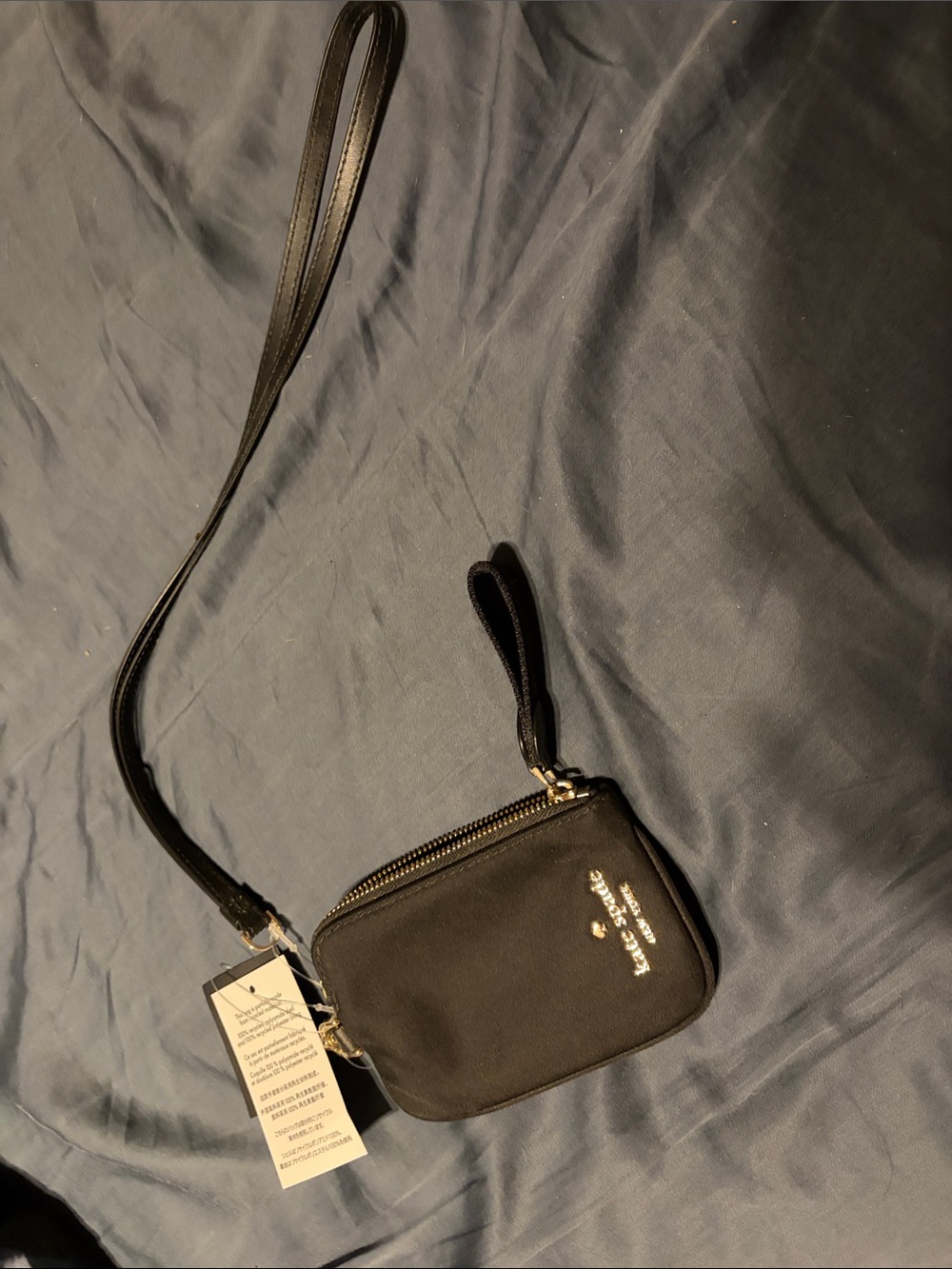 kate spade Black Nylon Zip Wristlet with Strap